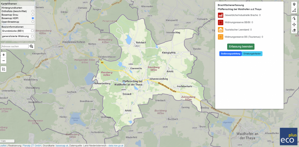 Screenshot WebGIS Brachflächenerhebung